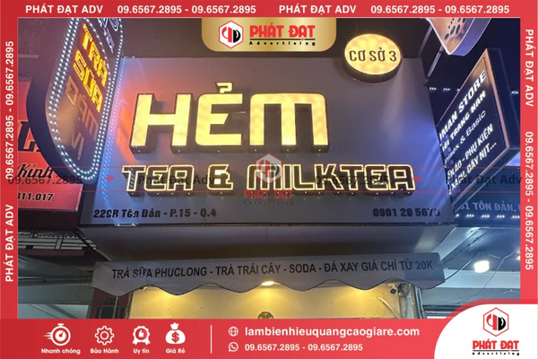 Làm biển hiệu quảng cáo giá rẻ quận 4 chất liệu Alu chữ nổi